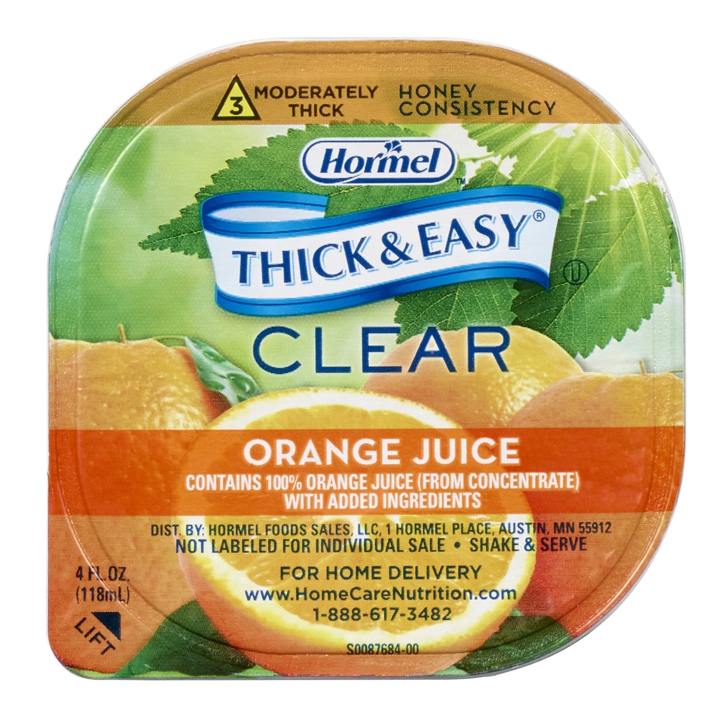 Thick & Easy Clear Honey Consistency Orange Juice Thickened Beverage, 4 oz. Cup