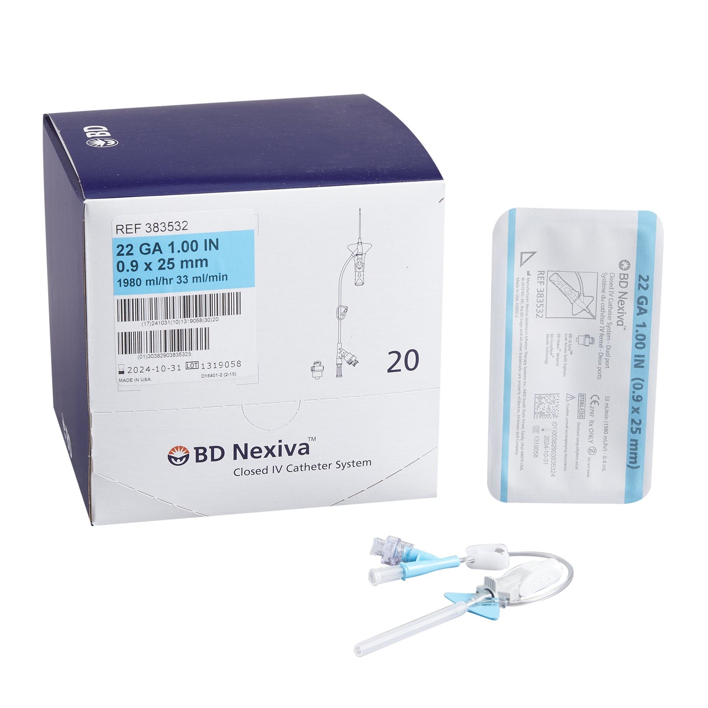 Nexiva Closed IV Catheter, 22 Gauge