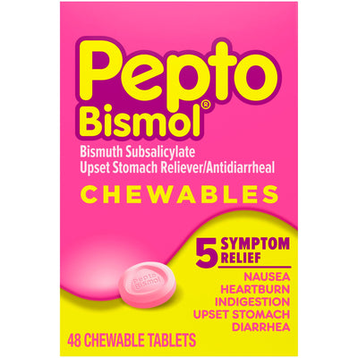 Anti-Diarrheal Pepto Bismol 262 mg Strength Chewable Tablet 48 per Box