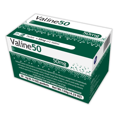 Valine 50 Unflavored MSUD Oral Supplement, 4 Gram Individual Packet