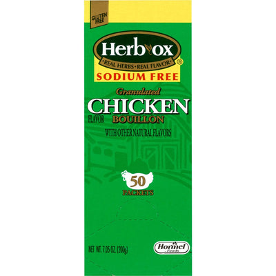 Herb-Ox Chicken Bouillon Sodium Free Instant Broth, 50 Packets per Box