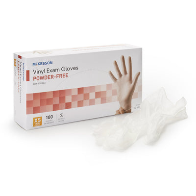 McKesson Vinyl Gloves, Extra-Small, Clear