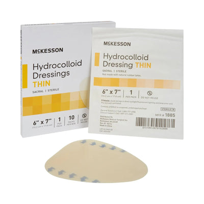 McKesson Sacral Sterile Hydrocolloid Dressing, 6 x 7 Inch, Light Beige