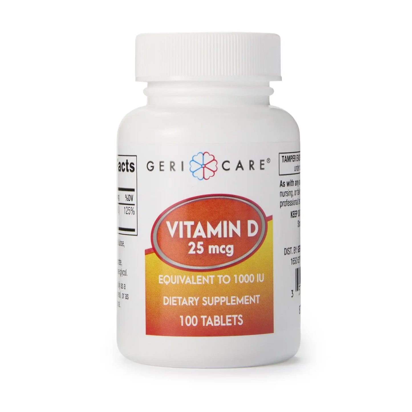 Geri-Care Vitamin D-3 Supplement, 100 Tablets per Bottle