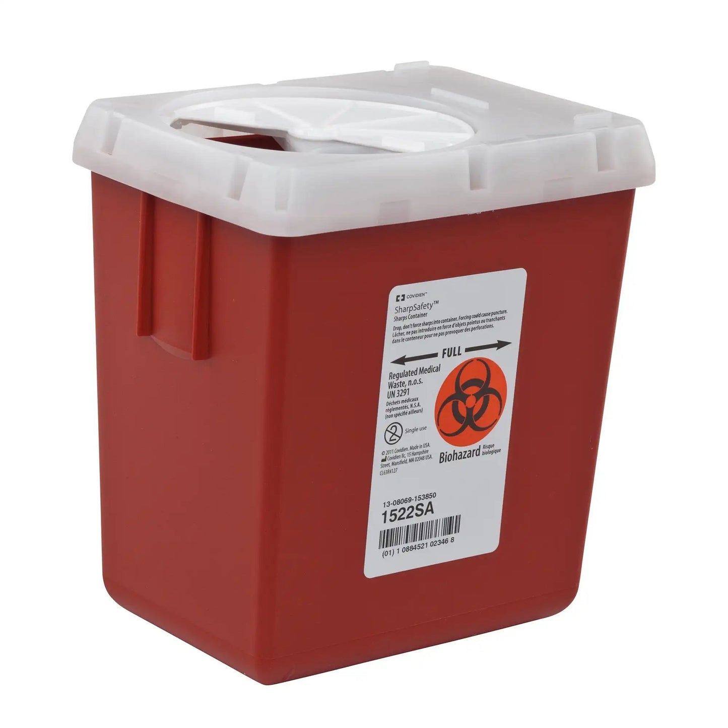 Cardinal Sharps Container AutoDrop Red Base 7-1/4 H X 6.5 W X 4.5 D Inch