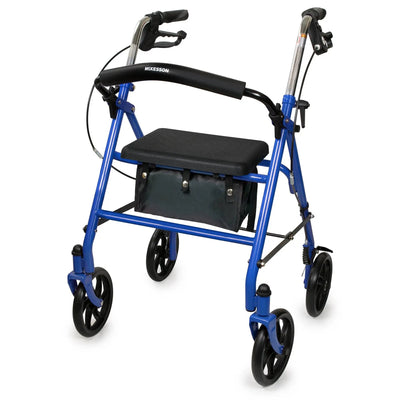 McKesson Rollator Walker with Seat and Wheels, Lightweight, Aluminum, 300 lbs Weight Capacity - Each