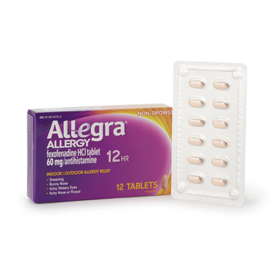 Allergy Relief Allegra 60 mg Strength Tablet 12 per Box