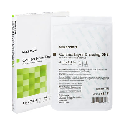McKesson Silicone Wound Contact Layer Dressing, 4 x 7-2/5 Inch
