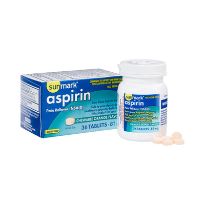sunmark Aspirin Pain Relief, 36 Chewable Tablets per Box