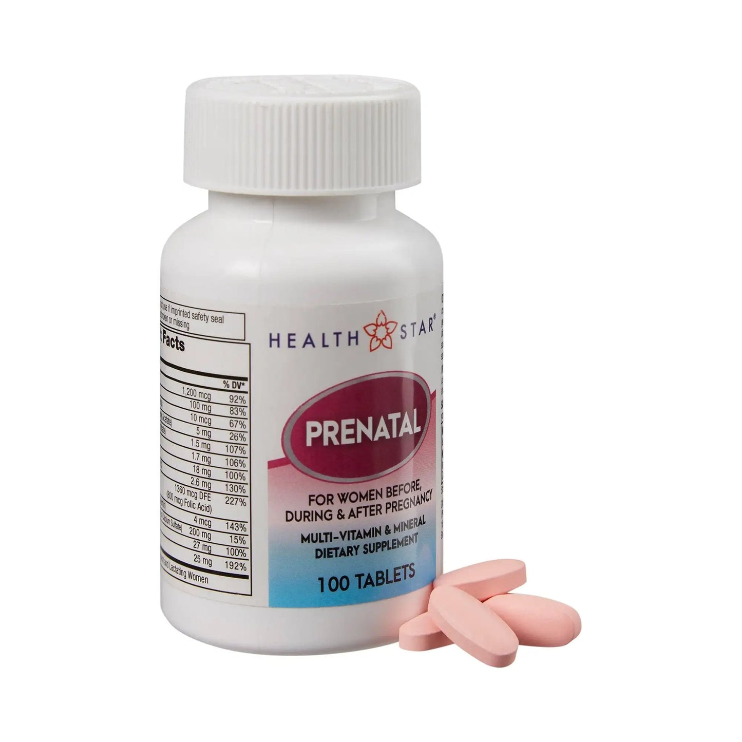 Health*Star Prenatal Vitamin Supplement, 100 Tablets per Bottle