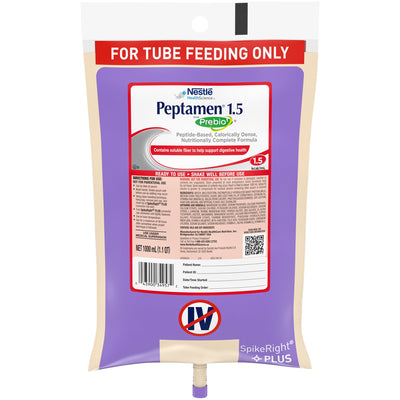 Peptamen 1.5 with PREBIO 1 Ready to Hang Tube Feeding Formula, 33.8 oz. Bag