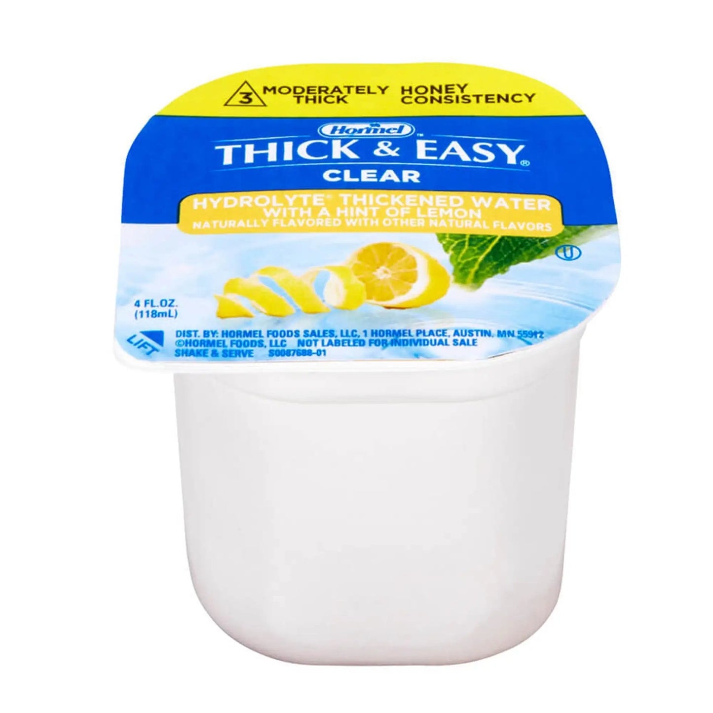Thick & Easy Hydrolyte Honey Consistency Lemon Thickened Water, 4 oz. Cup