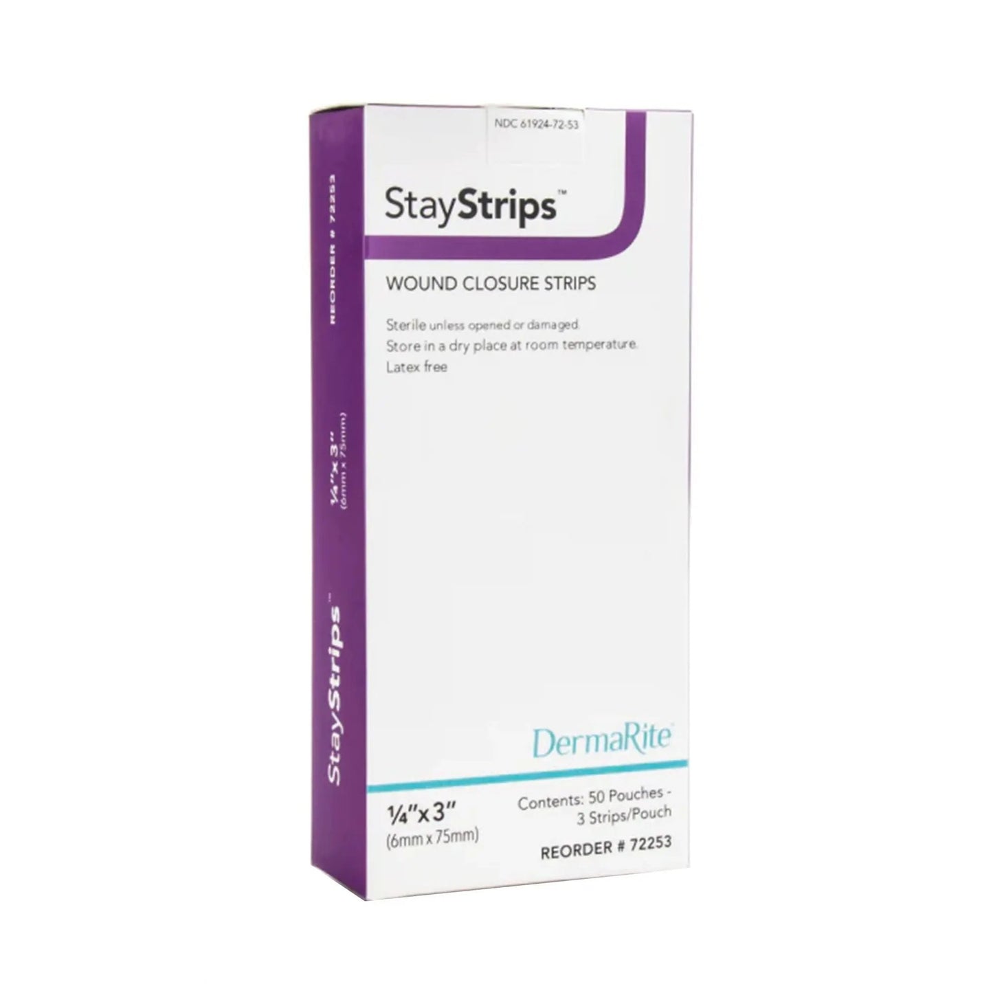 StayStrips Skin Closure Strip, 1/4 X 3 In, 50 Count - 72253