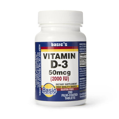 Basic's Vitamin D3 Dietary Supplement, 200 Tablets per Bottle
