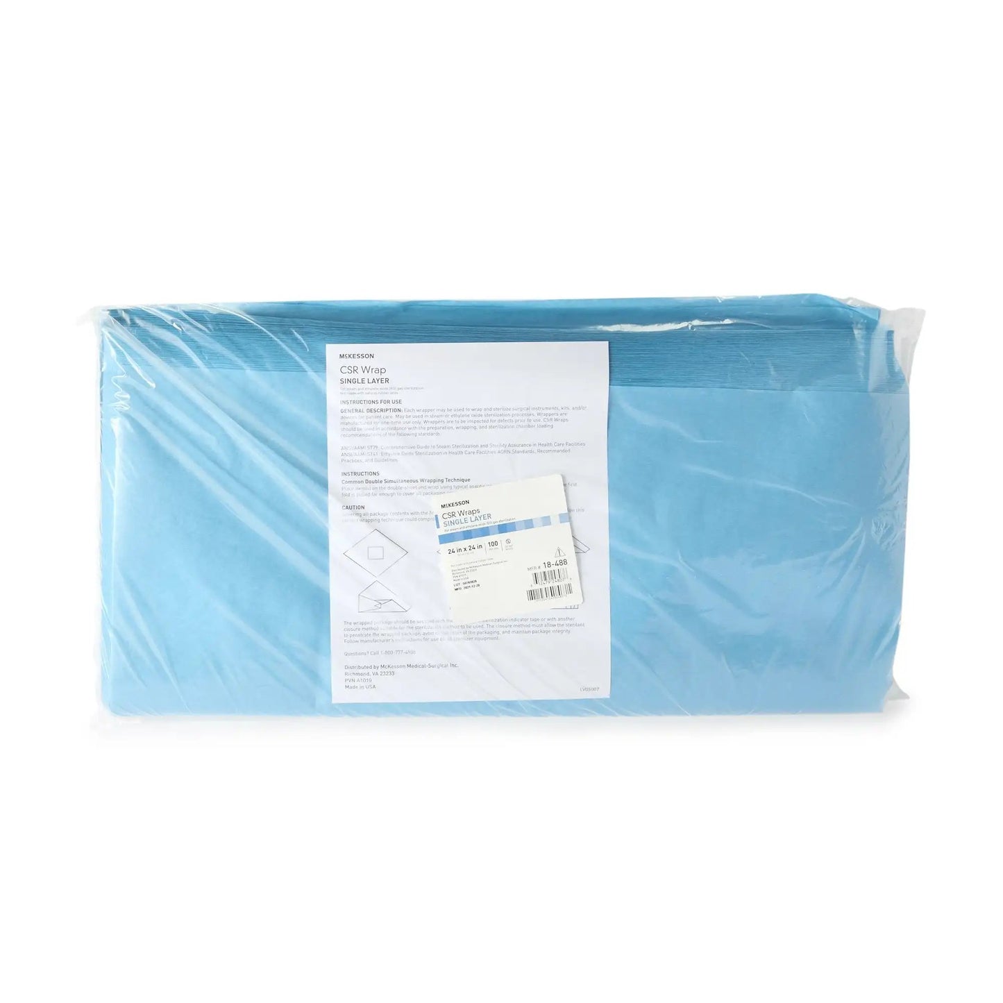 McKesson NonSterile Single Layer Sterilization Wrap, 24 X 24 Inch