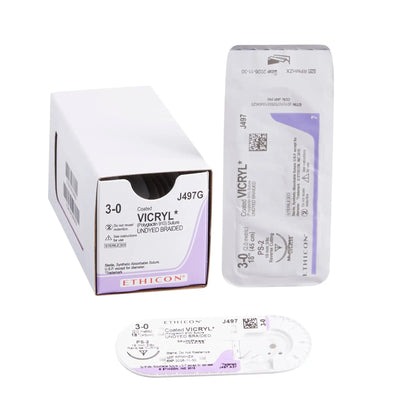 Coated Vicryl Suture with PS-2 Needle, Size 3-0