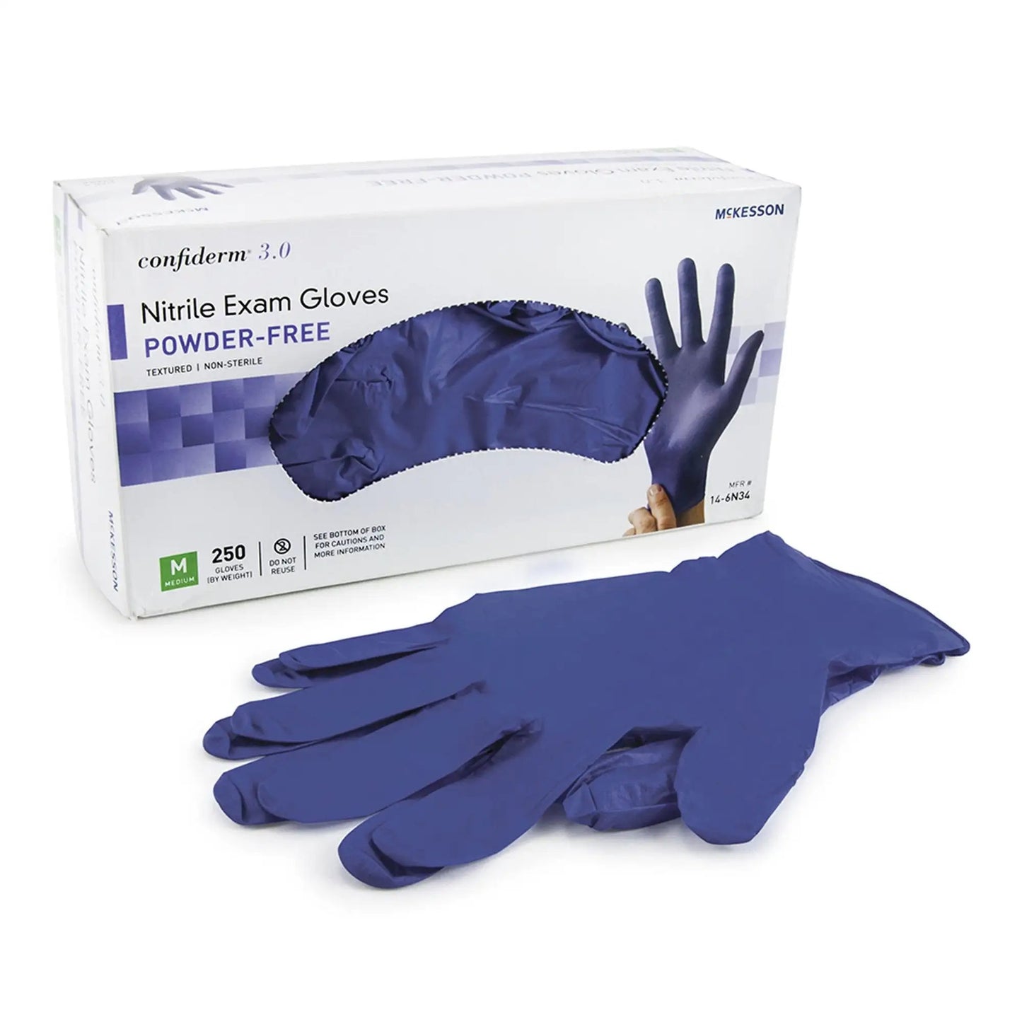 McKesson Confiderm 3.0 Nitrile Gloves, Medium, Blue