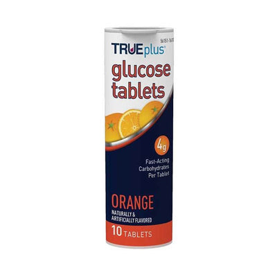 TRUEplus Orange Glucose Supplement, 10 Chewable Tablets per Bottle