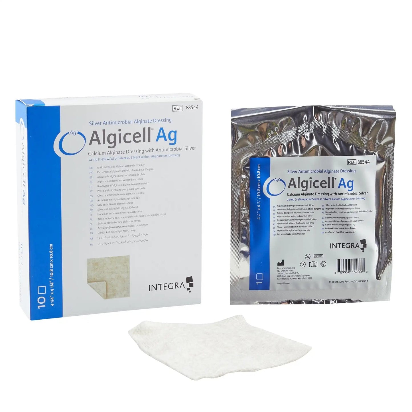 Algicell Ag Calcium Alginate Dressing with Silver, 4¼ x 4¼ inch