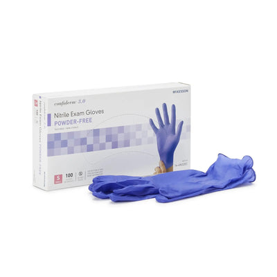 McKesson Confiderm 3.0 Nitrile Standard Cuff Length Exam Glove, Small, Blue