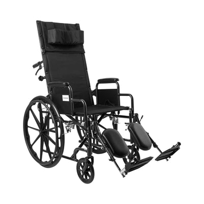 McKesson Reclining Wheelchair with Padded, Removable Arm, Composite Mag Wheel, 18 in. Seat, Swing-Away Elevating Footrest, 300 lbs